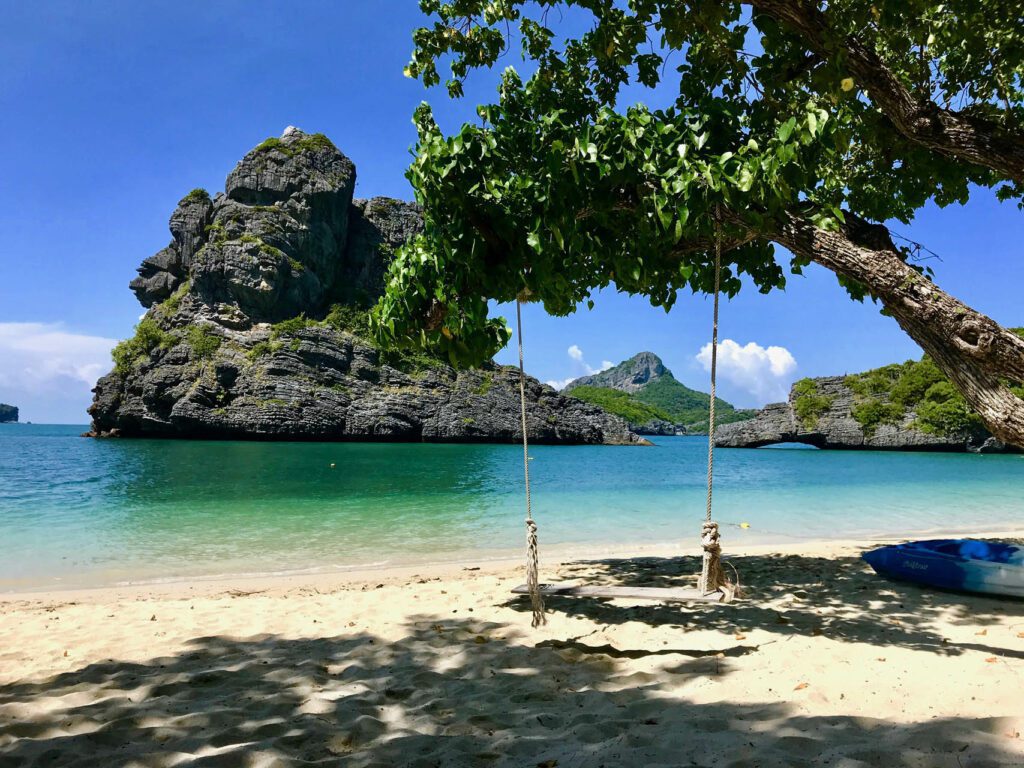 Swing next to scenic background of the Thai Gulf