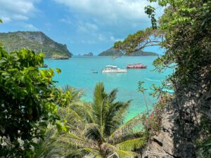 Nautibeat floating above the water as seen from a view point on Ang Thong Marine Park