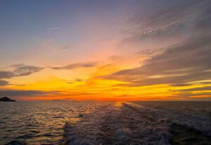 A burning sunset over the sea